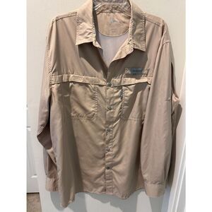 Field & Stream Lightweight Tan Fishing long sleeve Shirt UPF size large